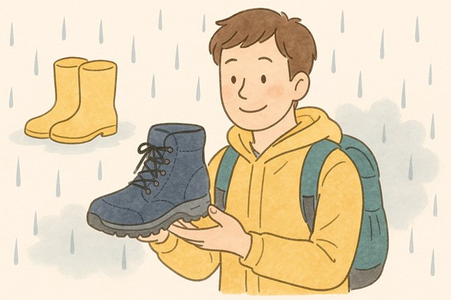 万博 雨の日 靴